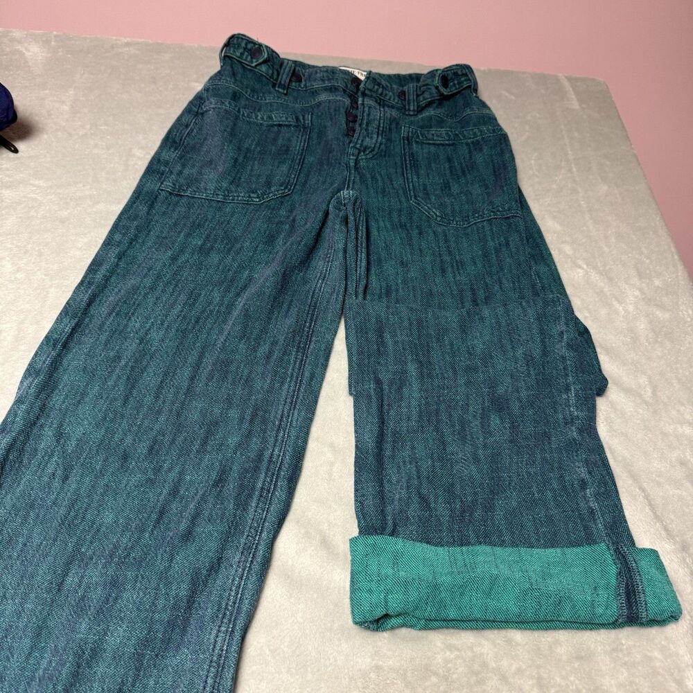 Free People We The Free Palmer Yarn Dyed Cuffed Jeans Lagoon Blue 25